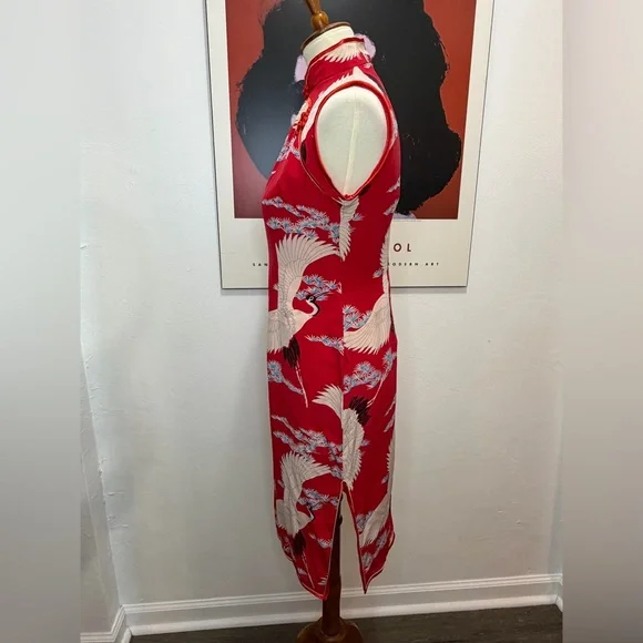 100% silk crane cheongsam by Avanti Authentic Hawaii - Picture 10 of 11